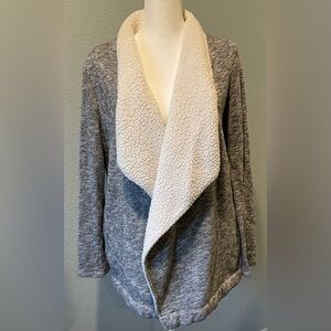Cozy Gray and White Sherpa Cardigan
